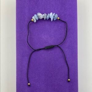 💛 Boho Gold Plated Bead & Blue Stone Adjustable Bracelet